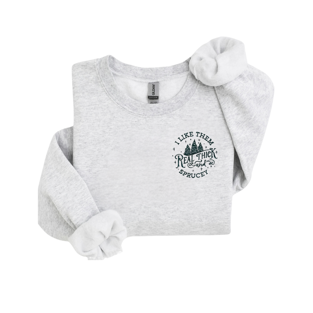 Thick and Sprucey Embroidered Holiday Crewneck Sweatshirt