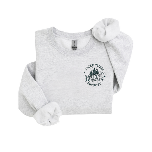 Thick and Sprucey Embroidered Holiday Crewneck Sweatshirt